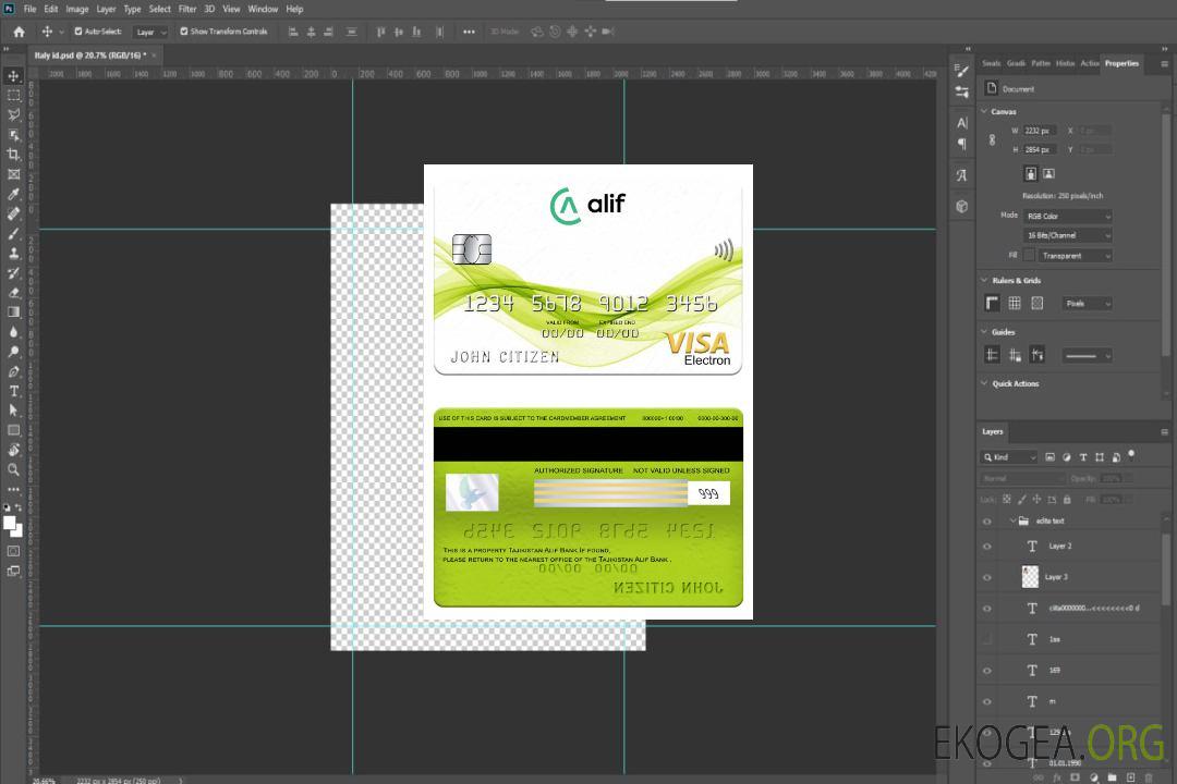 Carte électronique visa Alif Bank du Tadjikistan template Carte électronique visa Alif Bank du Tadjikistan template